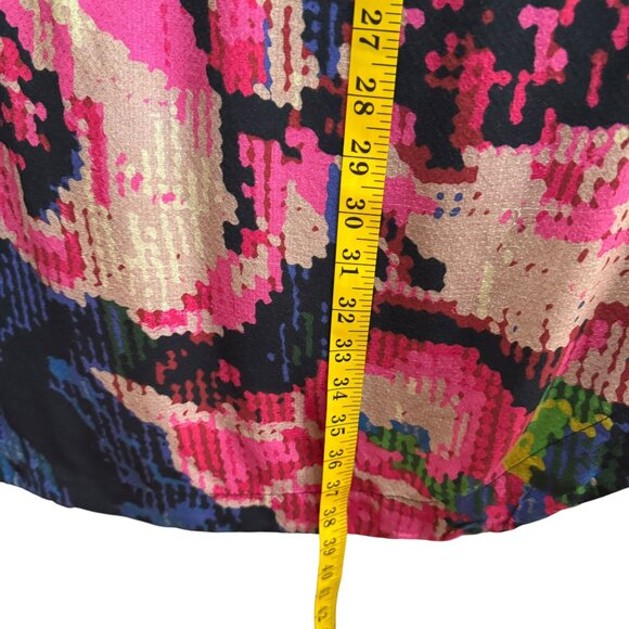 Anthropologie Black Floral Abstract Midi Dress | Size M | V-Neck Elastic Waist - Picture 9 of 9